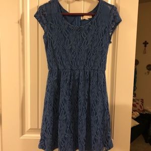 Blue lace skater dress
